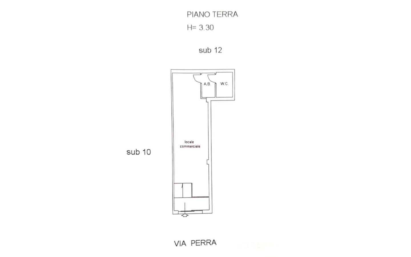 Relis Immobiliare – Locale commerciale – Planimetria Via Perra – Quartu Sant’Elena – Via Perra Locale commerciale